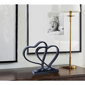 Heart statue decor heart shaped sculpture black modern figurine decorations for home living room bookshelf office shelf centerpiece table herhim love wedding anniversary couple valentines day gifts  urban country home decor