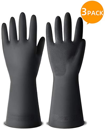 ThxToms Dishwashing Gloves, 3 Pairs Reusable Latex Cleaning Gloves for Housework, Kichen, Bathroom