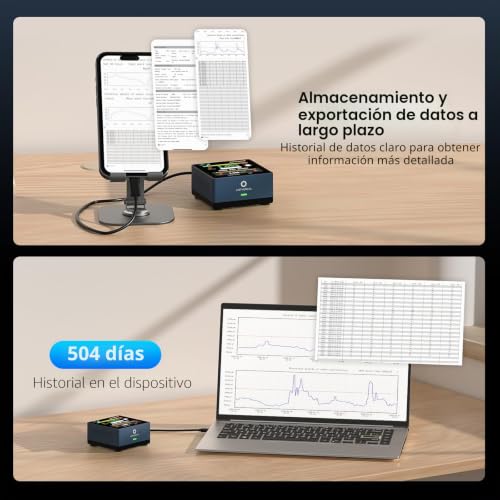 Miniatura 4 de Detector De Radón Airthereal Para El Hogar, Pantalla Táctil De 3,4 , Actualizaciones Cada 10 Minutos, Alarmas Audibles Y Visuales, Diseño Portátil Y Recargable, Monitoreo A Largo Plazo, Azul