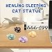 WHAL&YUNE Sleeping Cat Collectible Figurines, 2 Inches Natural Healing Cystal Cat Carvings Collectibles, Gemstone Cat Decor Hand Carved Animal Stone for Gifts (Yellow Jade)