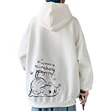 [ｂｌｕｅｆｅｅｌ] パーカー メンズ バックプリント 秋服 フード付き トップス 無地 体型カバー ねこ 耐摩耗 おしゃれ 柔らかい肌触り ポケット 韓国風 ドロップショルダー 動物柄 ロングtシャツ 着心地 卒業式 White-L