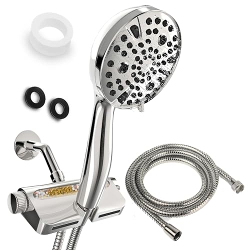 AQUAZEN® Filtered Shower Head with 8-Layer Handheld Filter | High Pressure | 10 Spray Modes | US Standard | Premium Chrome Finish | 5ft Hose | Easy Install