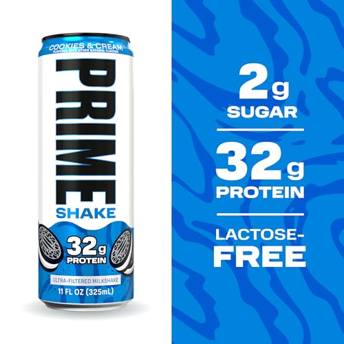Image of PRIME Shakes, Cookies & Cream, 32g Protein Shake for Muscle Support & Recovery, Ultra-Filtered Milk, Lactose Free, Low Sugar, Low Calorie, Ready to Drink, 11 fl oz, 12 Pack