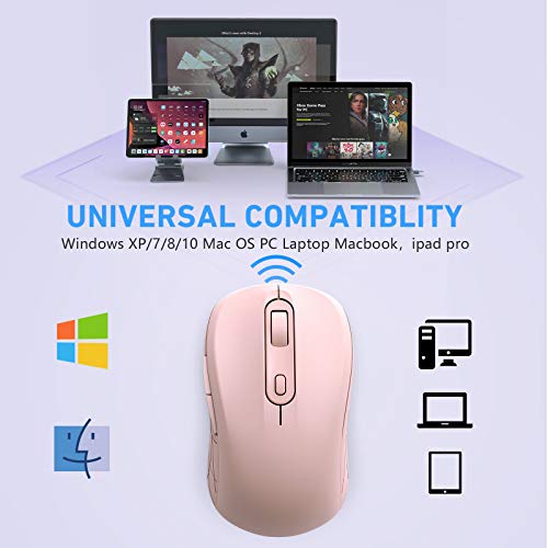 Doukible Type C Wireless Mouse, Dual Mode 2.4G & Usb C Wireless Mouse For Mac, Windows, Computer, Laptop, Pc, Macbook, Ipad - Pink #TOP5