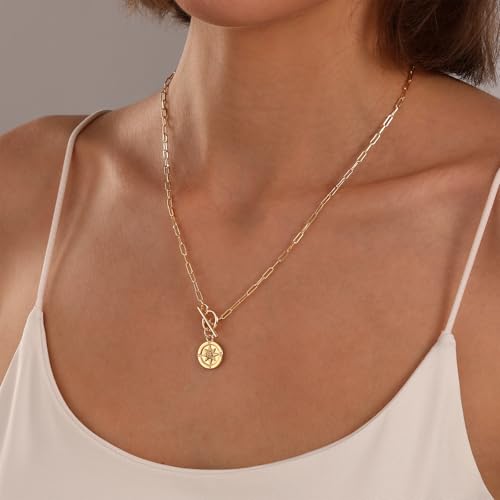 Image of Gold Silver Necklace for Women, Dainty Cubic Zirconia Pendant