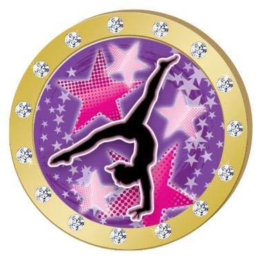 Crown Awards Gymnastics Star Confetti Gold Rhinestone Pin, Gold Gymnastics Pins, 30 Pack Prime