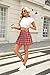 Seazoon Women Sexy Role Play Pleated Mini Skirt Ruffle Lingerie for Schoolgirl Plaid Red+White-M