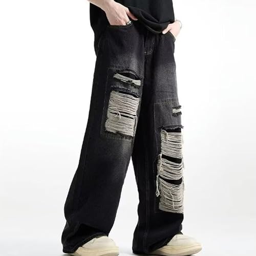 Maiyifu-GJ Jeans for Men Distressed Ripped Wide Leg Relaxed Fit Denim Pants Baggy Casual Streetwear Jean Trousers4