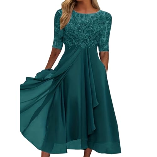 Robe midi en mousseline de soie brodée de prestige pour cocktail