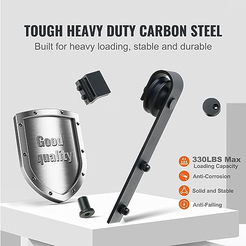 Vevor Kit Ferramenta Per Porta Scorrevole 244 Cm Binario Per Porta Da Fienile Singola Larghezza 1,12-1,32 M Spessore 32-45 Mm Carico 150Kg Puleggia Silenziosa Ganci Forma J Per Casa Fattoria Granaio - 3