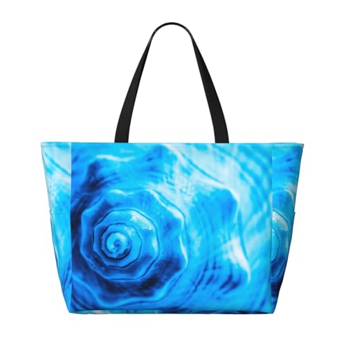 Blue Shell Print Beach Pool Bags Tote For Women Ladies Large Gym Tote Carry On Bag For Weekender Travel Waterproof2
