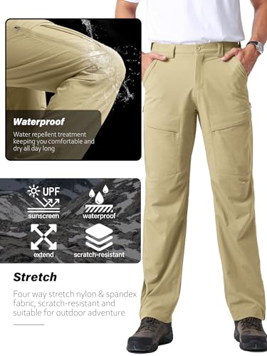 Mens Hiking Pants Quick Cool Dry Tactical Cargo Pants Outdoor Casual Work Waterproof Lightweight for Fishing Safari Camping2