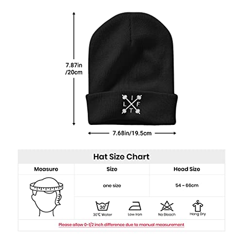 Image of Embroidery Goth Beanie Knit Hats for Men & Women, Embroidery Winter Hats Skull Cap