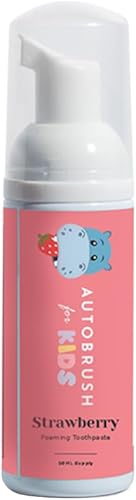 Miniatura 25 de autobrush Pasta dental espumosa con flúor para niños, sabor a fresa, blanqueamiento y limpieza profunda, apta para viajes, anticavidad (paquete de 2)
