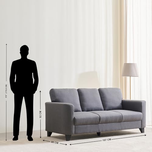 Image of Home Centre | Helios Phantom | Fabric|Solid Wood | 3 Seater Sofas | Grey | 1 Year Warranty