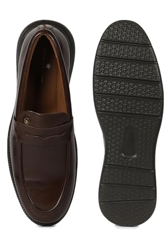 Image of Louis Philippe Men Premium Leather Breathable Lining Material Light Weight Flat Heel EVA Sole Casual Slip-on Shoes