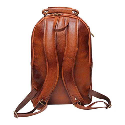Image of RICHSIGN LEATHER ACCESSORIES Genuine Leather Laptop Backpack Bag For Men And Women, College, Office, Travel Use | 15.6 Inch Laptop Compartment