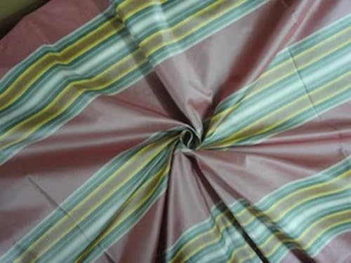Taffetas de soie pure multicolore tissu au mètre rayures satin