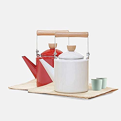 Walnuta Enamel On Steel Teapot Floral,Large Porcelain Enameled Teakettle,Colorful Hot Water Tea Kettle Pot For Stovetop,Small Retro Classic Design (Color : White) #TOP2