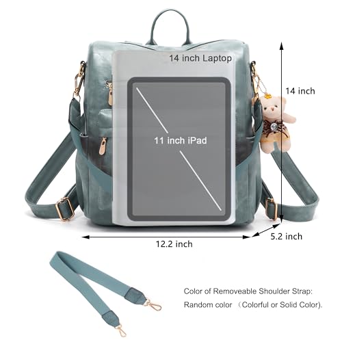 Image of Soperwillton Women Backpack Purse Shoulder Handbags Travel Bag Set 2pcs | Soft PU Leather,Large Capacity,Many Pockets,with a Functional Wallet,with a Detachable Shoulder Strap,Multipurpose Design