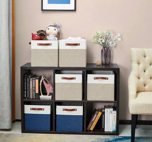 Image of DECOMOMO Kallax Storage Cubes -13x15x13 Storage Bins, Baskets for Organizing Shelves (Beige and White, 4-Pack)