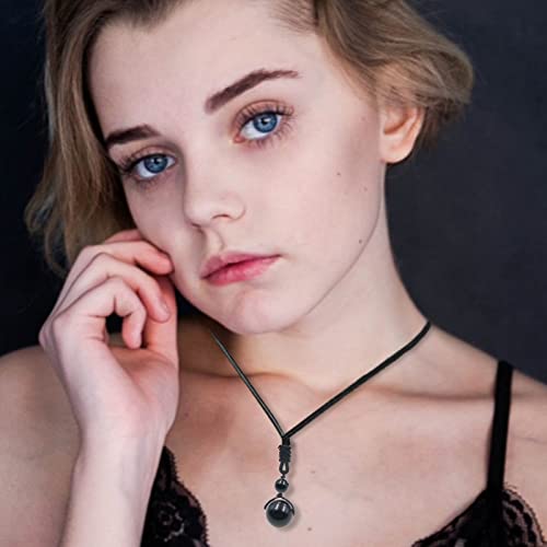 Crystal Necklace For Women Men, Protection Round Bead Pendant Necklaces For Spiritual, Natural Gemstone Chakra Stone Healing Crystals Necklace With Adjustable Rope Cord (Black Obsidian) #TOP2