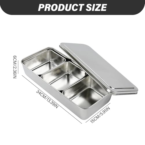 Caja de condimentos de acero inoxidable con 3 compartimentos para especias 5