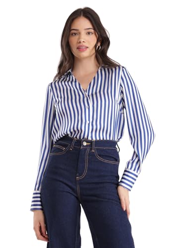 Image of FableStreet Women Shirts | Comfort Fit Spread Collar | Premium Satin Fabric for Formal, Business Casual