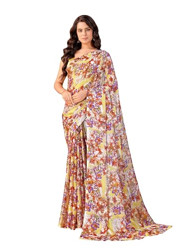 Image of Garden Vareli Floral Print Chiffon Saree