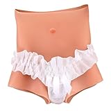 YEEFAIRY Silikon Konturunterwäsche Boxershorts für Transfrauen Realistische Weibliches Aussehen und Physiologische Struktur Crossdressing Hosen für MTF Transgender Cosplay Drag Shows (Bräune, XL)