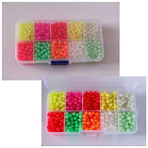 FREE FISHER Fishing Beads Assorted,Beads for Fishing Rigs, Plastic Beads Fishing,Fishing Tackle Plastic Eggs for Rig Luminous Bulk Kit(1000Pcs 0.2")