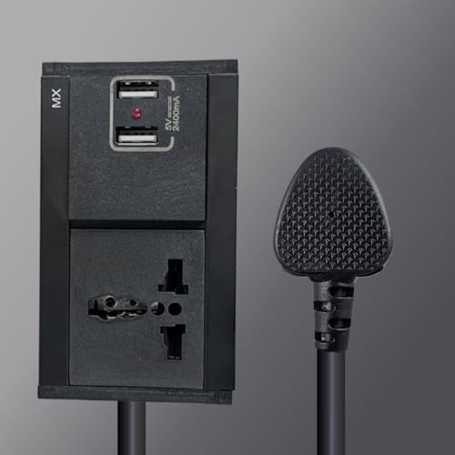 Image of MX Single Socket Extension Board with 2 USB Ports (5V /2.4A) 3-Pin Plug 6a to 13a Socket 3 Meter Heavy Duty Cable Flame Retardant Body with Indicator & Safety Shutter