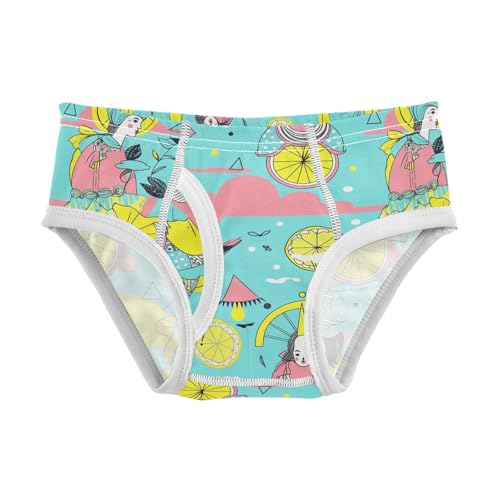 visesunny Boys Cotton Underwear Illustration Grotesque Style Lemon Printed Toddler Soft Training Briefs Size 2T-8Y for Kids