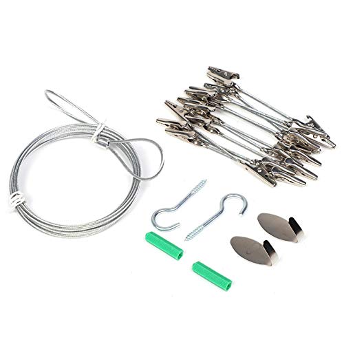 Kit de pendurar fotos e varão de cortina, cabo multiuso para pendurar na parede de aço para crianças