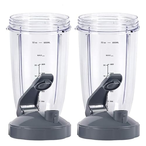 2 piezas de repuesto: vaso de 946 ml (32 oz) con tapa abatible, compatible con accesorios for licuadoras Nutribullet de 600 W/900 W.