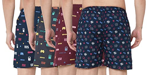 Image of GoSriKi Men's Cotton Printed Boxer Shorts (Pack of 4) (ANL-BXR-PACK-4-GS-015)