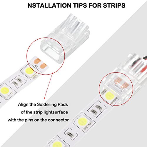 Rgb Led Light Strip Connectors 20 Waterproof Led Adapter Connectors Transparent Solderless Led Light Strip Connectors For Strip Light Unwired Gapless Track Lighting Connector 5V 12V 24V (2 Pin, 8 Mm) #TOP4