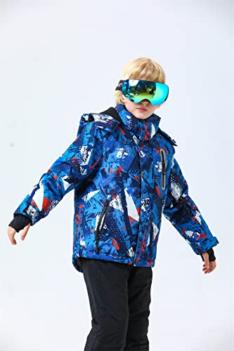 WOWULOVELY Big Boy\'s 2-Piece Colorblock Snow Pants and Jacket Snowsuit Ski Suit Waterproof Windproof Ski Jacket Colorful Unisex (8, 55 Black)