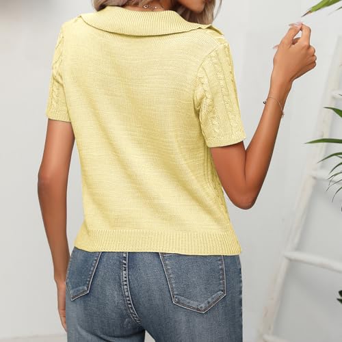 Image of MINTLIMIT Women's Short Sleeve Sweater Tops Lightweight Pullover Shirts 2025 Spring Summer Trendy Casual Blouses
