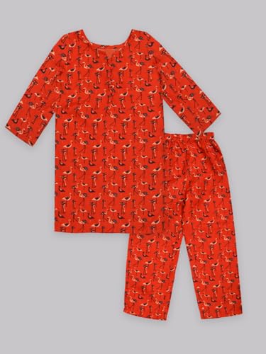 Image of A.T.U.N. (ALL THINGS UBER NICE) Girls Printed 3 /4 Sleeve Kurti and Pant Set | Stylish Traditional Ethnic Wear Salwar Suit Set for All Ocassions