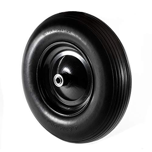 ALEKO 2WBNF16 Anti Flat Ribbed Replacement Wheel for Wheelbarrow 16 Inches No Flat Tire Black Lot of 2