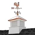 26" Square Manchester Vinyl Cupola with Rooster Weathervane by Good Directions,White