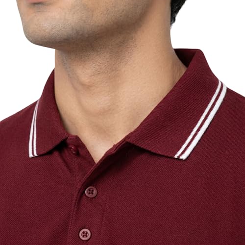 Image of Hangout Hub Men's Polo T Shirt | Solid | Plain Regular Fit Tees|Collar T-Shirts|Half Sleeves|Set of 1 & 2|HH.MP.MAR