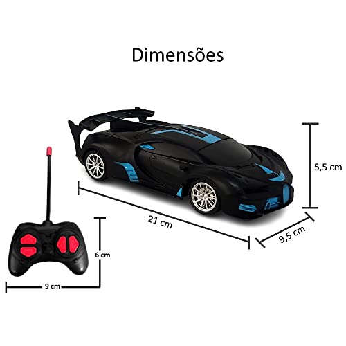 Carrinho de Controle Remoto Com Farol e Bateria Recarregável Preto Carro de Controle com 5 Funções E