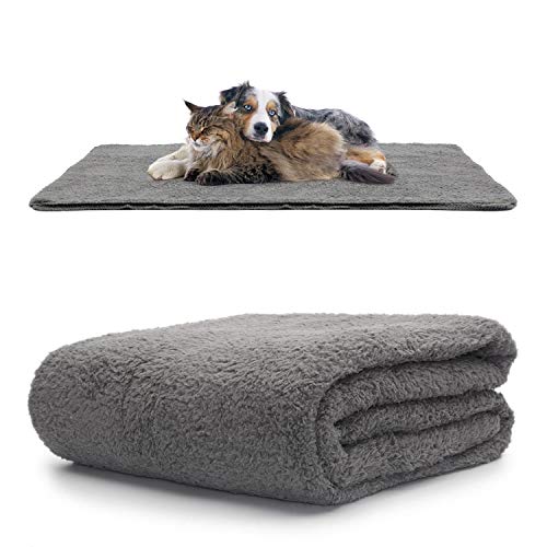 Snug Rug Dierendekens - Pluizige Sherpa Fleece Deken Zacht en Warm Honden en Katten, Wasbare Gooi voor Autoslaapbank (groot 127 x 178cm, Leistengrijs)