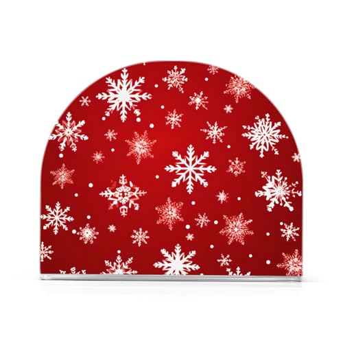 Acrylic Napkin Holder Snowflakes Pattern Red Modern Decorative Dinner Paper Holder for Table, Kitchen, Office, Restaurant