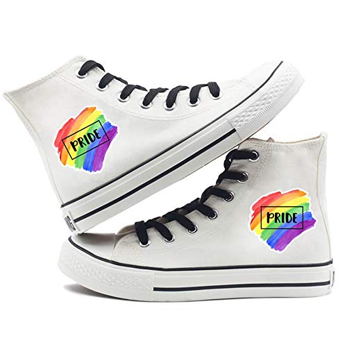 Jinlin Homosexuell Stolz Schuhe High Top Turnschuhe LGBT Rainbow Classic Casual Canvas Schuhe mit Klettverschluss für Frauen Männer