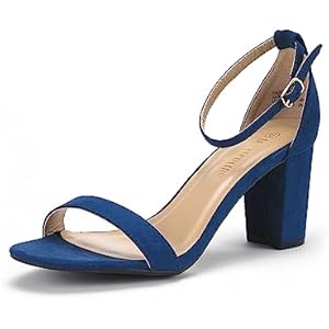 DREAM PAIRS Women's Chunk Low Heel Pump Sandals 5 Black/Suede