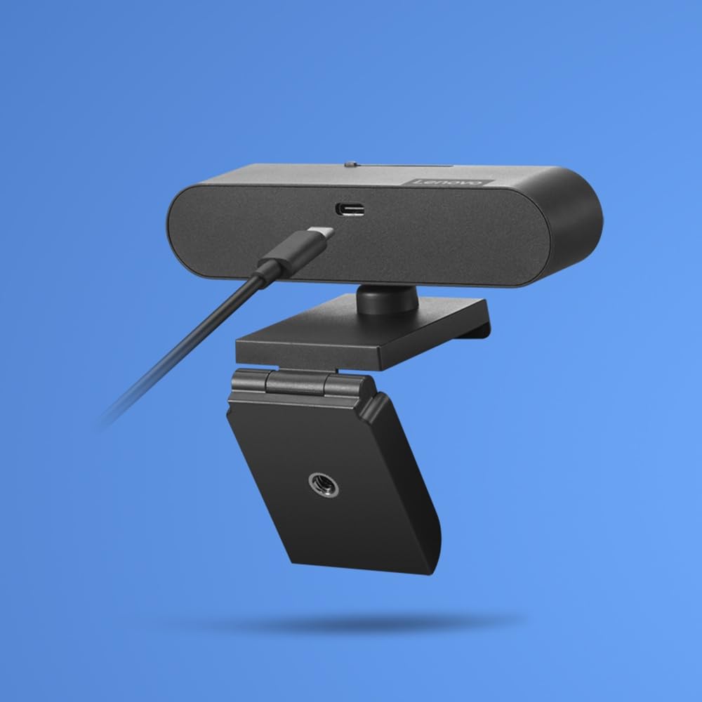 Lenovo FHD Webcam USB-C: Videocamera Full HD 1080P, Doppio Microfono Integrato per Videochiamate. Compatibile con Windows Hello 4.X. Include Cavo da 1.8 m, Privacy Shutter e Connessione Plug-and-Play