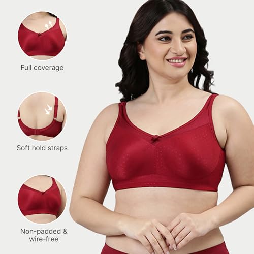 Image of Enamor Hidden X-Frame and Smoothening Women's Full Support Everyday Bra - Jiggle Control, Non Padded, Wirefree, Full Coverage - FB12 (Available in Plus Sizes)
